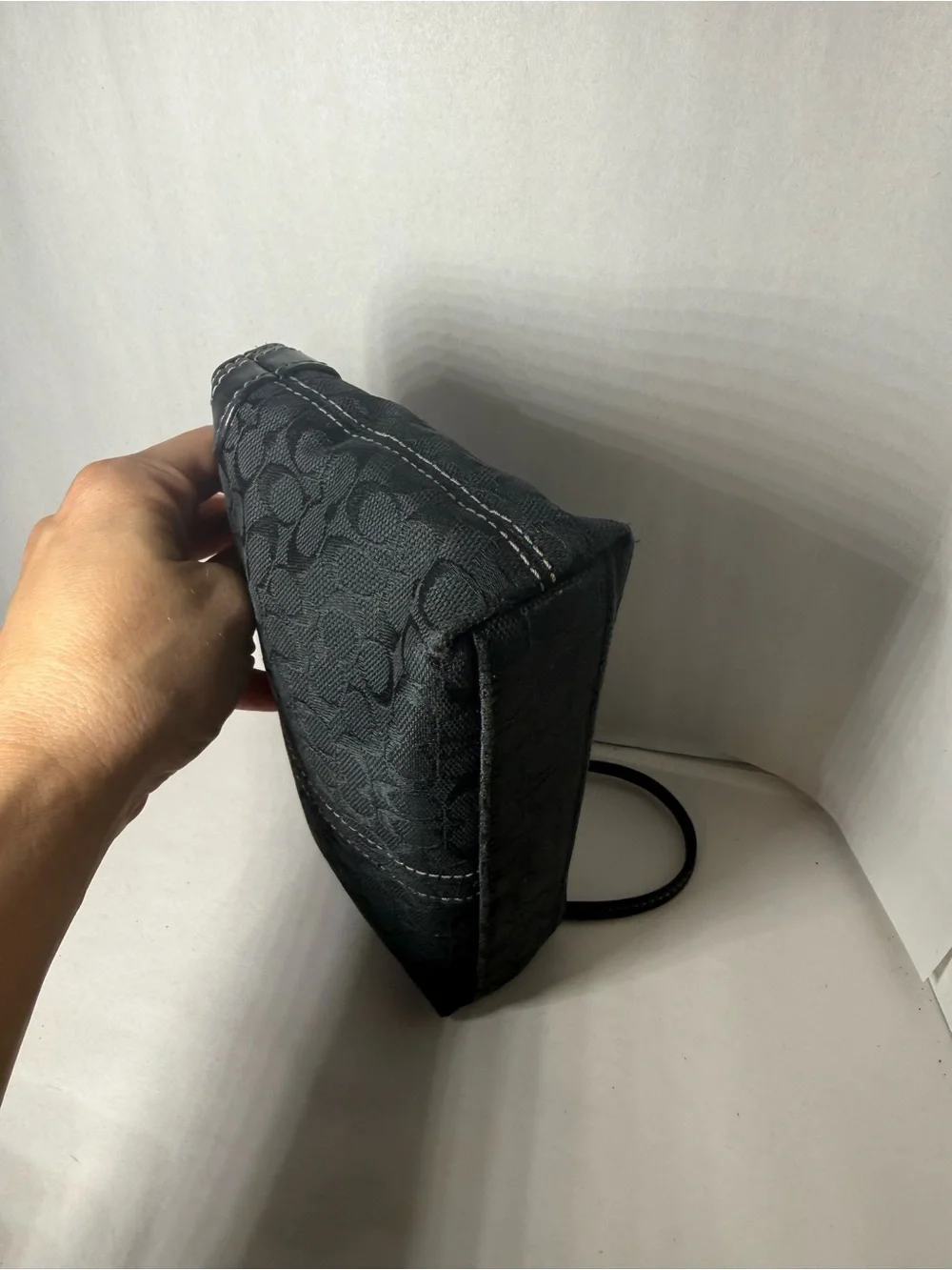Coach Black Signature Canvas Turn-Lock Wristlet
